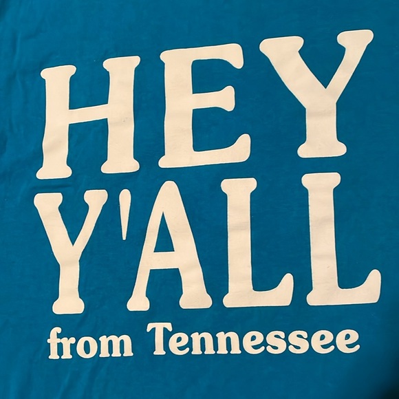 Hey Y’all - Bye Y’all from Tennessee t-shirt, blue with white letters size S NEW - Picture 3 of 8